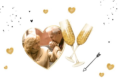 Nieuwjaarskaart champagne hartjes liefde goud 2025 foto 2