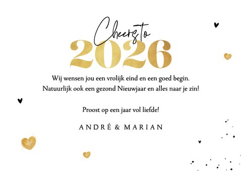Nieuwjaarskaart champagne hartjes liefde goud 2026 foto 3
