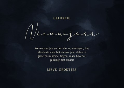 Nieuwjaarskaart donkerblauw met gouden 2023 3