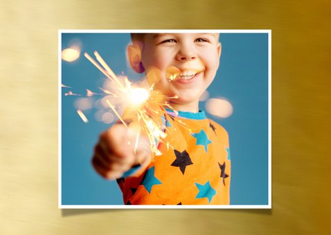 Nieuwjaarskaart foto op goud kader 2