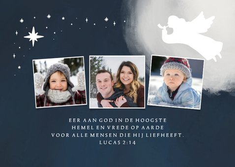 Nieuwjaarskaart fotocollage engelen sterren nacht 2