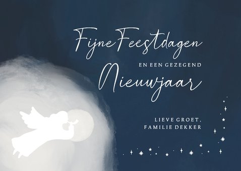 Nieuwjaarskaart fotocollage engelen sterren nacht 3