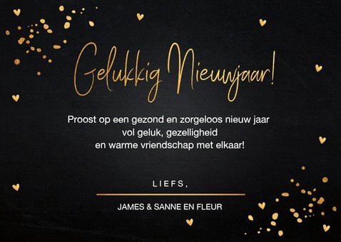 Nieuwjaarskaart fotocollage gouden confetti 3