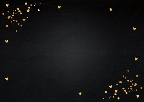 Nieuwjaarskaart fotocollage zwart goudlook confetti hartjes 2