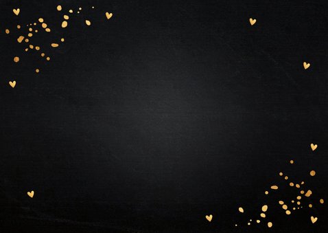 Nieuwjaarskaart fotocollage zwart goudlook confetti hartjes 2