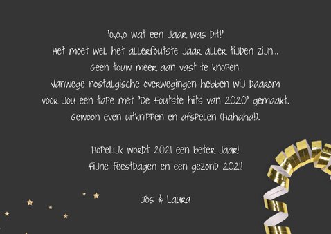 Nieuwjaarskaart fout jaar foute tape 3