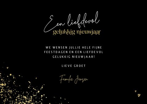 Nieuwjaarskaart gouden 2023 met hart liefdevol nieuwjaar 3