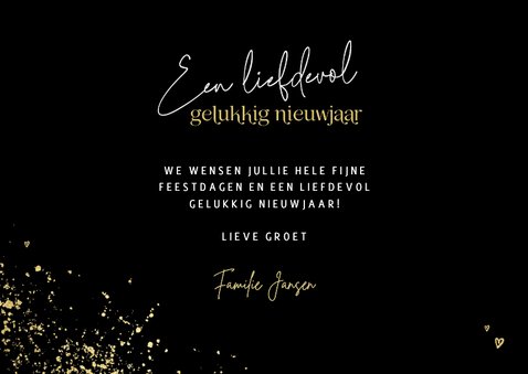 Nieuwjaarskaart gouden 2026 met hart liefdevol nieuwjaar 3