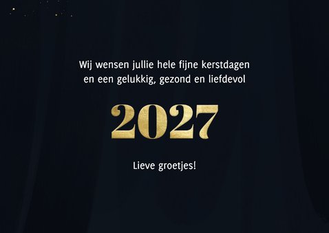 Nieuwjaarskaart gouden 2027 met veel lichtpuntjes en foto 3