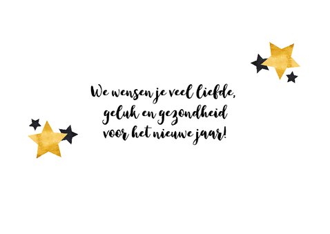 Nieuwjaarskaart gouden tekst met sterren 3