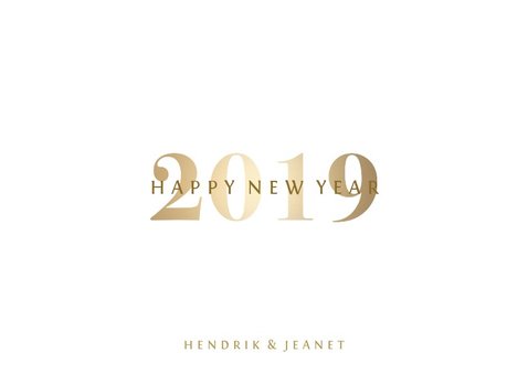 Nieuwjaarskaart 'Happy 2019' stijlvol goud 3