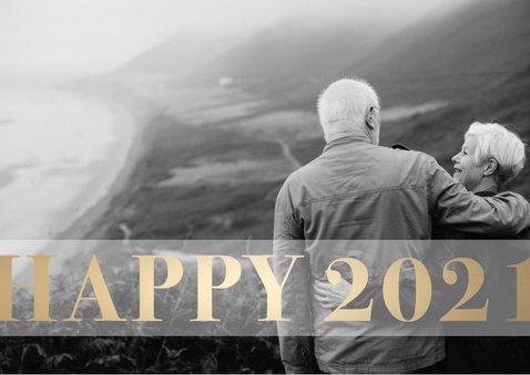 Nieuwjaarskaart 'Happy 2021' stijlvol goud 2