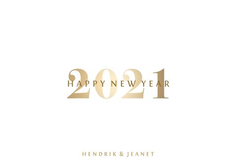 Nieuwjaarskaart 'Happy 2021' stijlvol goud 3
