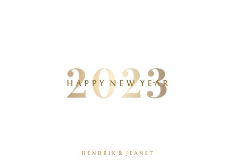 Nieuwjaarskaart 'Happy 2023' stijlvol goud 3