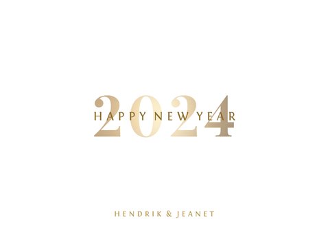 Nieuwjaarskaart 'Happy 2024' stijlvol goud 3