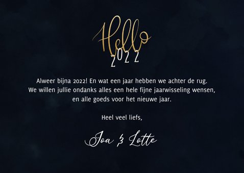 Nieuwjaarskaart 'Hello 2022' 3