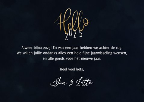 Nieuwjaarskaart 'Hello 2025' 3