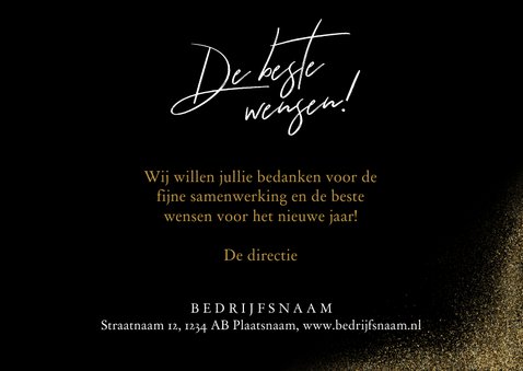 Nieuwjaarskaart in goud 2021 en sterren zwart stijlvol 3