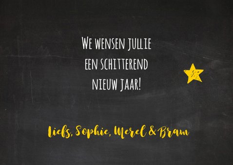 Nieuwjaarskaart krijtbord ballonnen goud 3