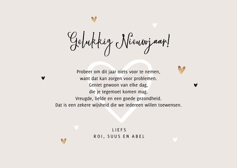 Nieuwjaarskaart liefde lichtpuntjes hartjes foto 3