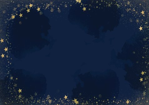 Nieuwjaarskaart liggend gouden sterren - Happy New Year Achterkant