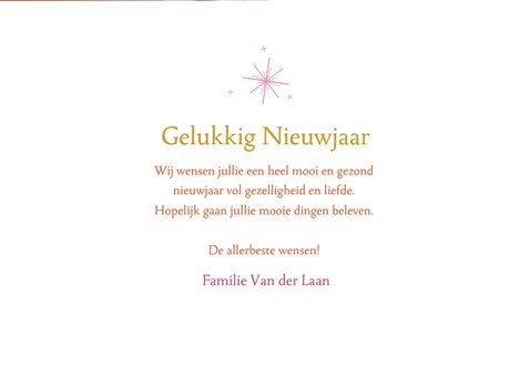 Nieuwjaarskaart met foto en gekleurd jaartal en sterren 3