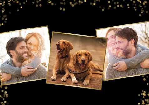 Nieuwjaarskaart met foto huisdier en honden pootafdrukjes 2