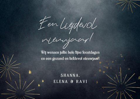 Nieuwjaarskaart met foto licht liefde goud vuurwerk 2025 3