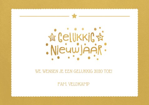 Nieuwjaarskaart met goudlook vlak en foto achtergrond 3