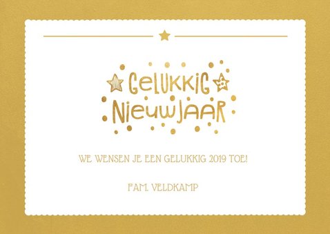 Nieuwjaarskaart met goudlook vlak en foto achtergrond 3