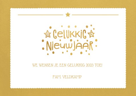 Nieuwjaarskaart met goudlook vlak en foto achtergrond 3