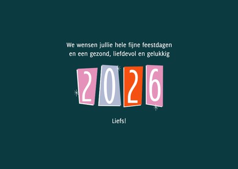 Nieuwjaarskaart retro 2026 groot jaartal 3