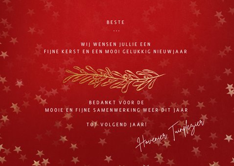 Nieuwjaarskaart rood gouden sterren - een gouden kerst 3