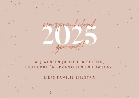 Nieuwjaarskaart sprankelend 2025 koperlook 3