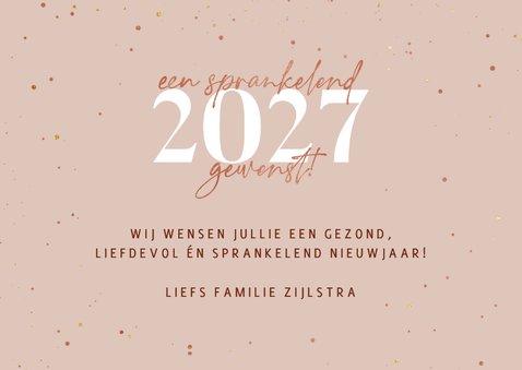 Nieuwjaarskaart sprankelend 2027 koperlook 3