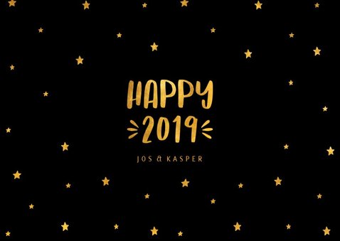 Nieuwjaarskaart sterren 'Happy 2019' goudlook 3