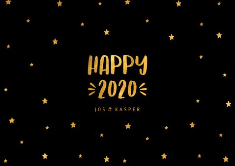 Nieuwjaarskaart sterren 'Happy 2020' goudlook 3