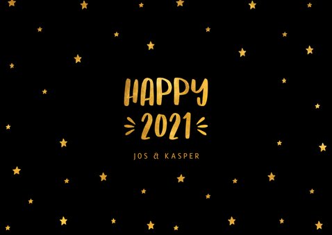 Nieuwjaarskaart sterren 'Happy 2021' goudlook 3