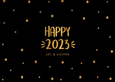 Nieuwjaarskaart sterren 'Happy 2023' goudlook 3