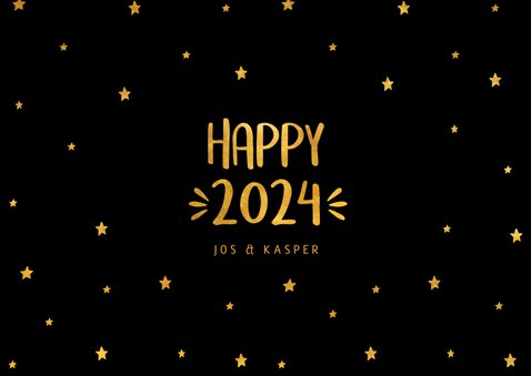 Nieuwjaarskaart sterren 'Happy 2024' goudlook 3