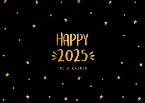 Nieuwjaarskaart sterren 'Happy 2025' goudlook 3