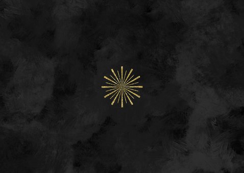 Nieuwjaarskaart uitnodiging oudejaarsavond vuurwerk oliebol Achterkant