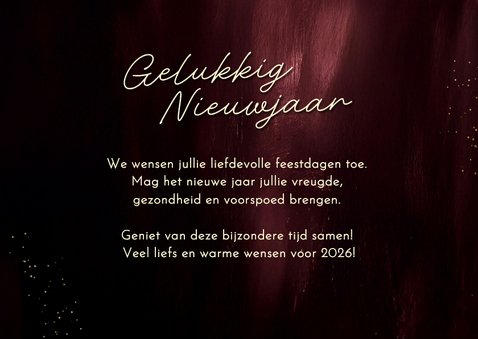 Nieuwjaarskaart waterverf foto gouden hart rood 3