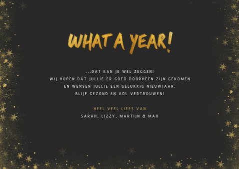 Nieuwjaarskaart What a year met fotocollage 3