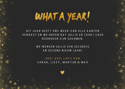 Nieuwjaarskaart What a year met fotocollage 3