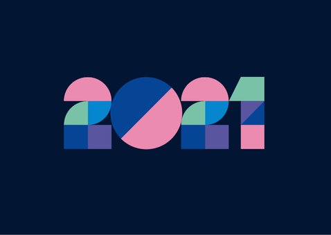 Nieuwjaarskaart - zakelijk - 2021 en geometrisch 2