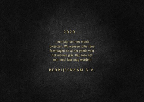 Nieuwjaarskaart zakelijk 2021 goudlook met spetters 3