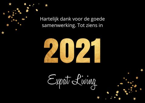 Nieuwjaarskaart zwart goudlook confetti 2021 3