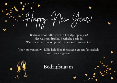 Nieuwjaarskaart zwart goudlook confetti 2023 3