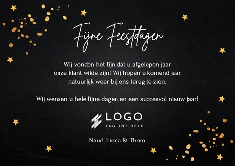Nieuwjaarskaart zwart goudlook confetti 2026 3